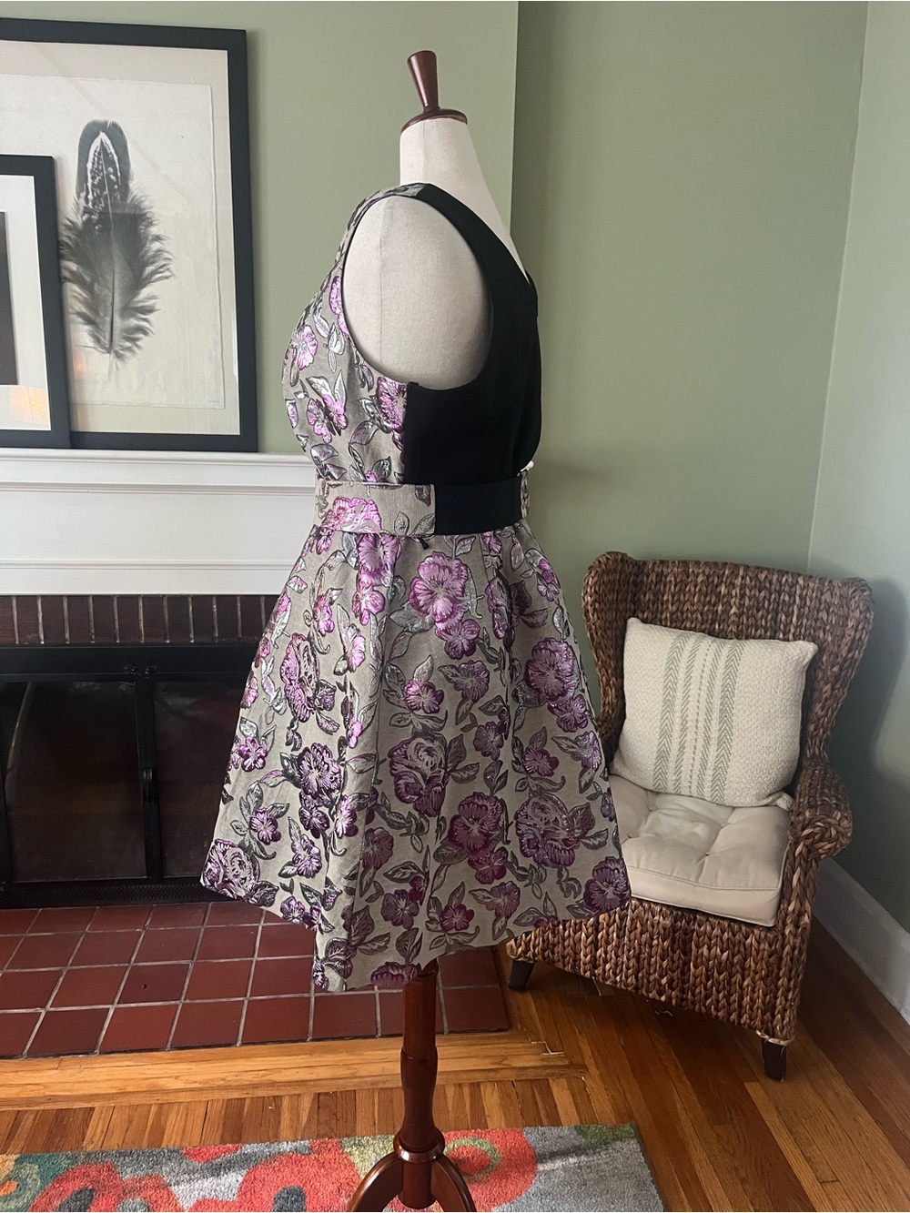 ELOQUII Metallic Floral Jacquard A-Line Dress — Size 22 - Picture 5 of 10